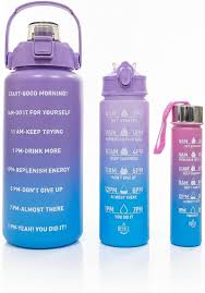 3-Piece Motivational Water Bottle Set – Leakproof BPA-Free Jugs with Time Markers