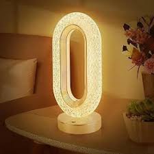 Oval Crystal Halo LED Table Lamp – 3-Mode Dimmable Luxury Ambiance Light